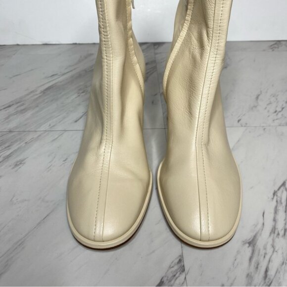 Aeyde Creamy Leather Heeled Bootie 37 / 7 - Picture 11 of 14